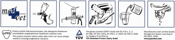 p-protect® CRAFT Hochleistungs- Einweghandschuh aus Naturlatex - 100 Stück